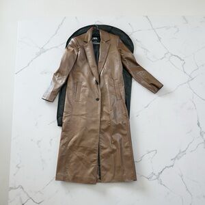 Zara Brown Leather Long Coat